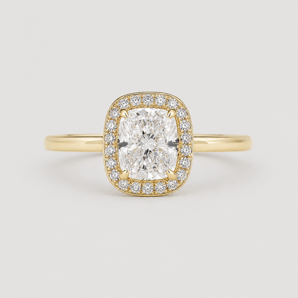 1.40 Ct. Lab Grown Diamond Cushion Cut Halo Ring (VS-EF)