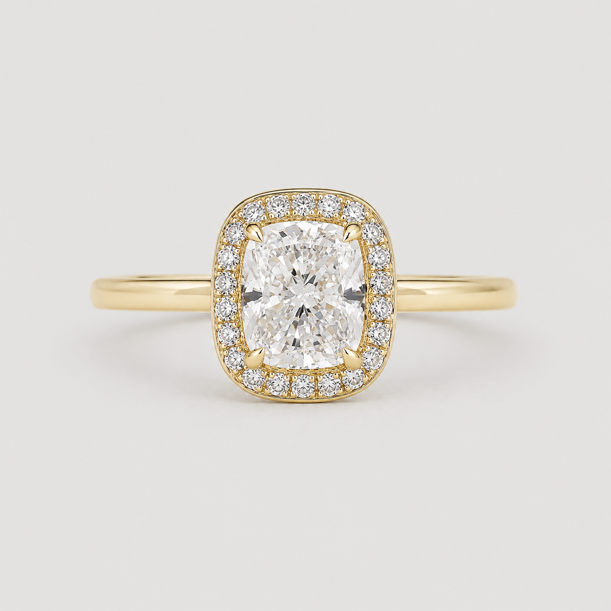 1.40 Ct. Lab Grown Diamond Cushion Cut Halo Ring (VS-EF)