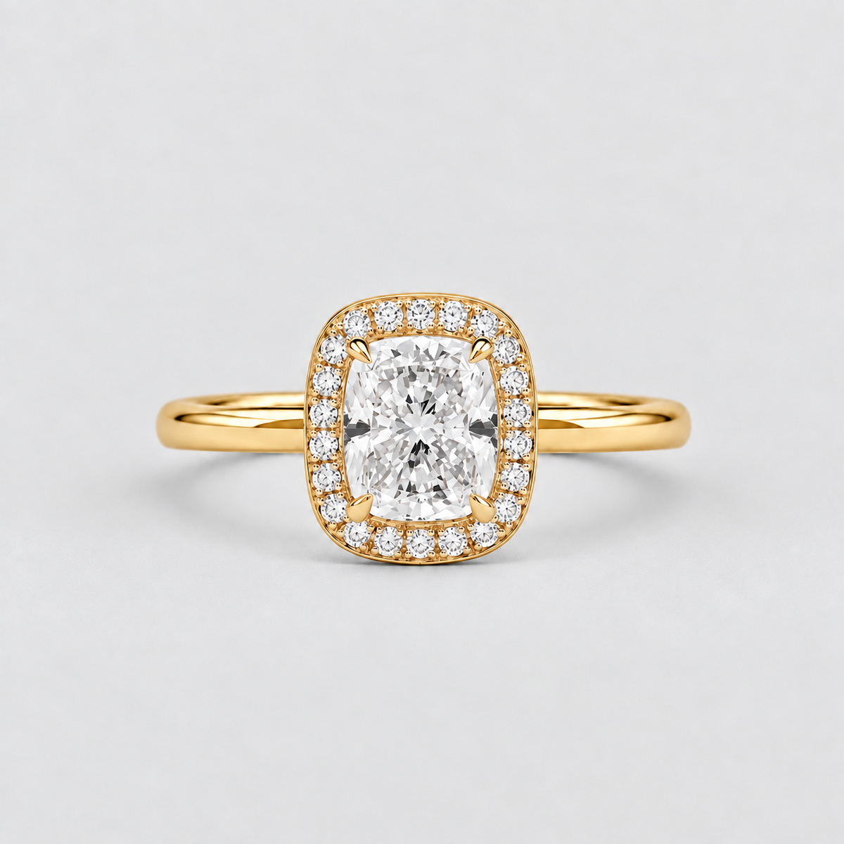 1.40 Ct. Lab Grown Diamond Cushion Cut Halo Ring (VS-EF)