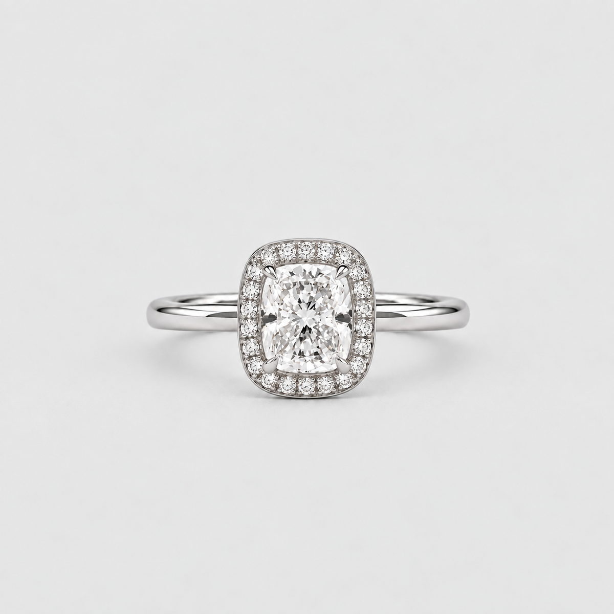 1.40 Ct. Lab Grown Diamond Cushion Cut Halo Ring (VS-EF)