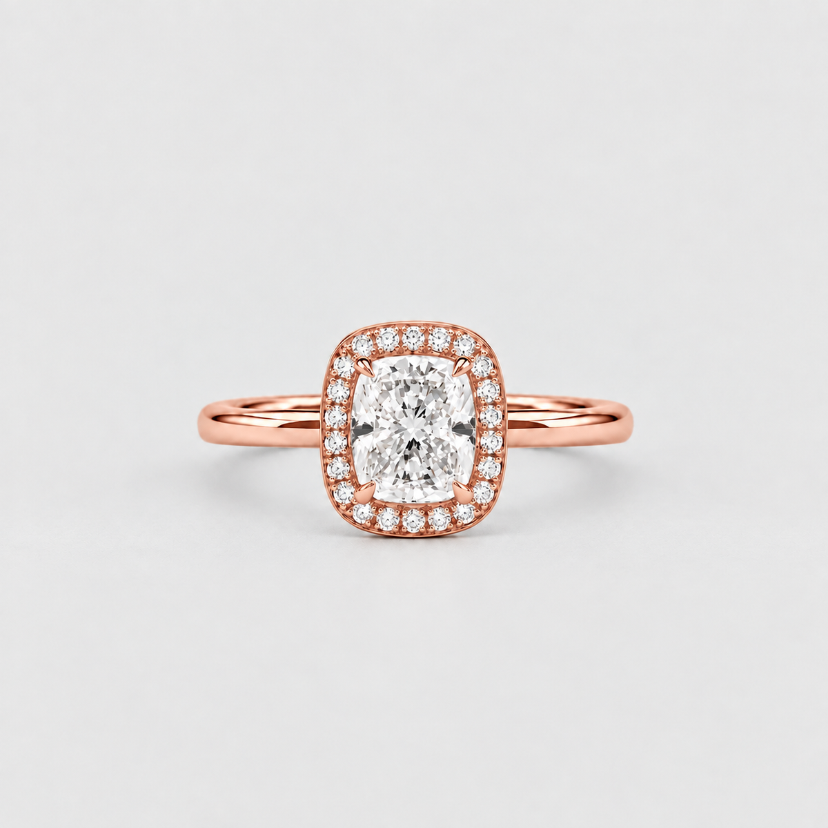1.40 Ct. Lab Grown Diamond Cushion Cut Halo Ring (VS-EF)