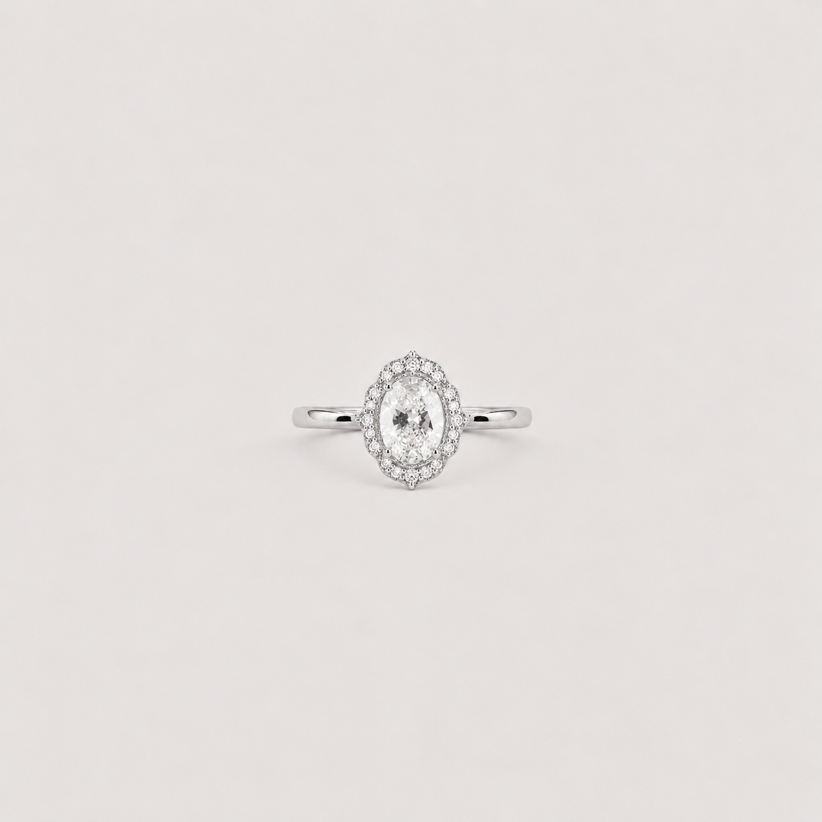 1.40 Ct. Oval Cut Lab Grown Diamond Halo Ring (VS-EF)