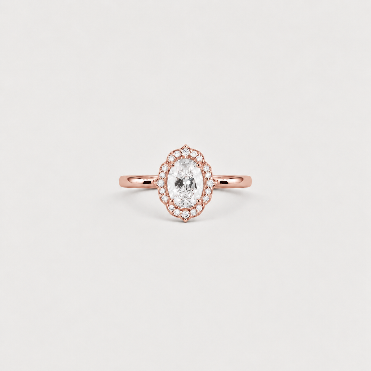 1.40 Ct. Oval Cut Lab Grown Diamond Halo Ring (VS-EF)