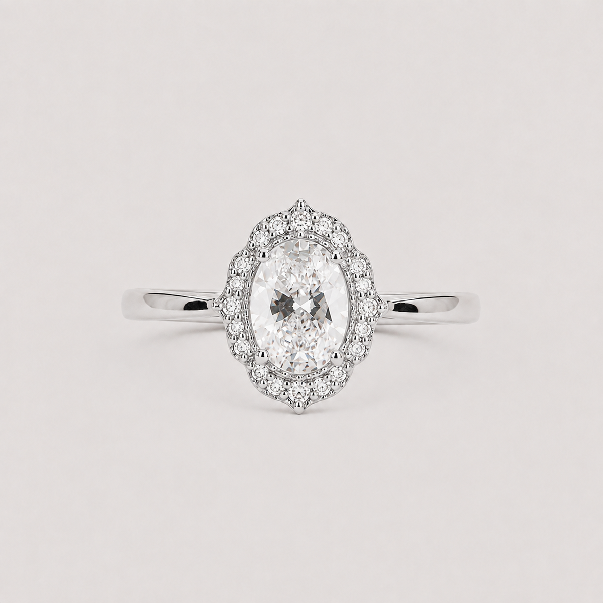 1.40 Ct. Oval Cut Lab Grown Diamond Halo Ring (VS-EF)