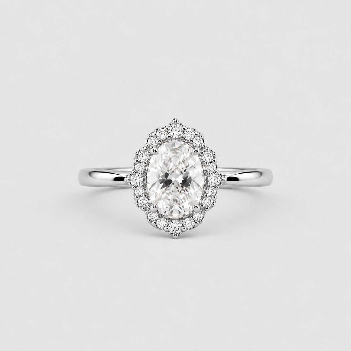 1.40 Ct. Oval Cut Lab Grown Diamond Halo Ring (VS-EF)