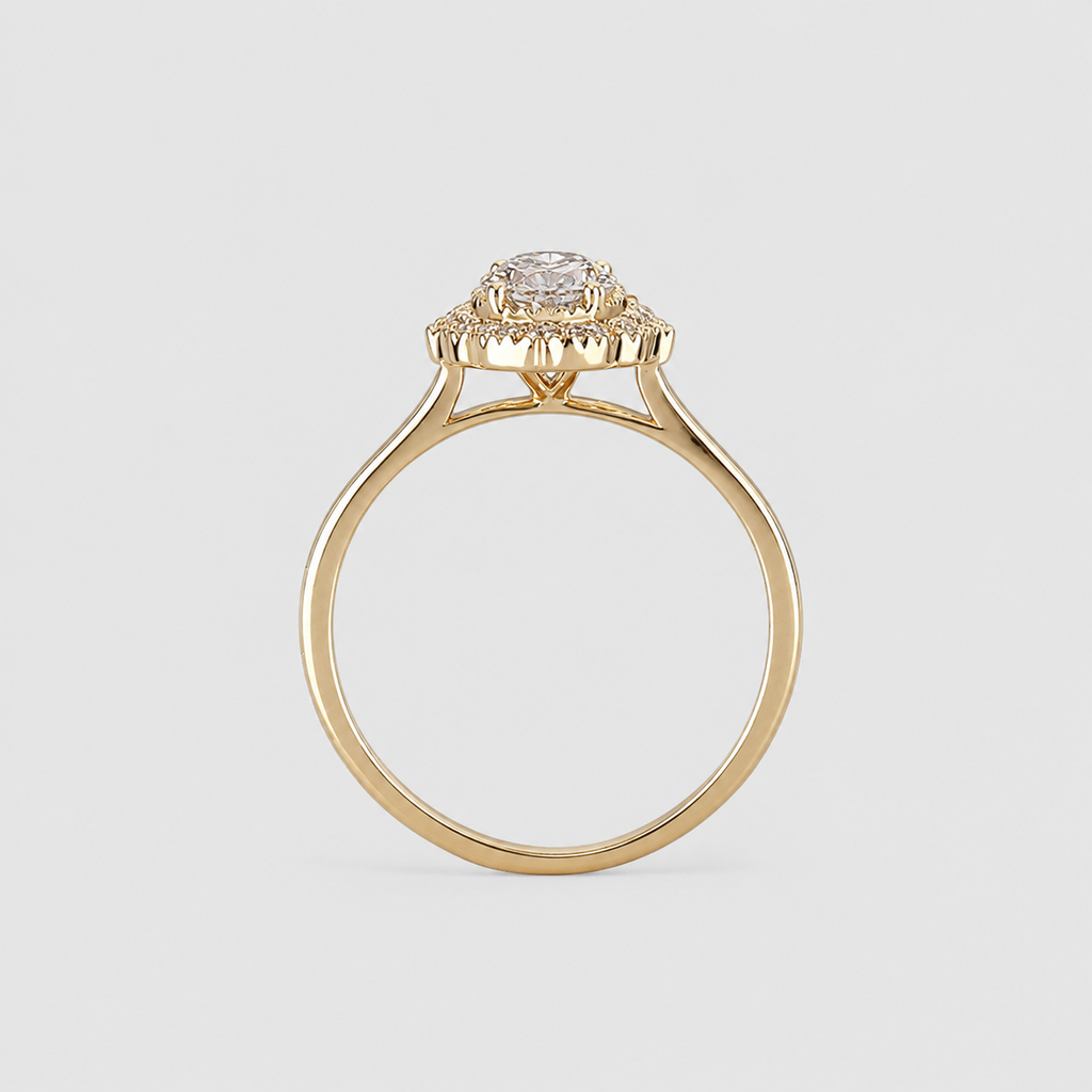 1.40 Ct. Oval Cut Lab Grown Diamond Halo Ring (VS-EF)