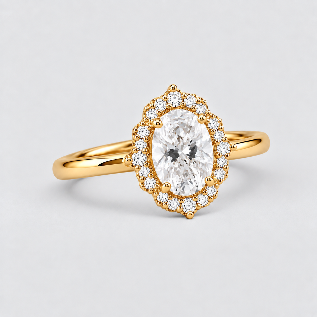 1.40 Ct. Oval Cut Lab Grown Diamond Halo Ring (VS-EF)