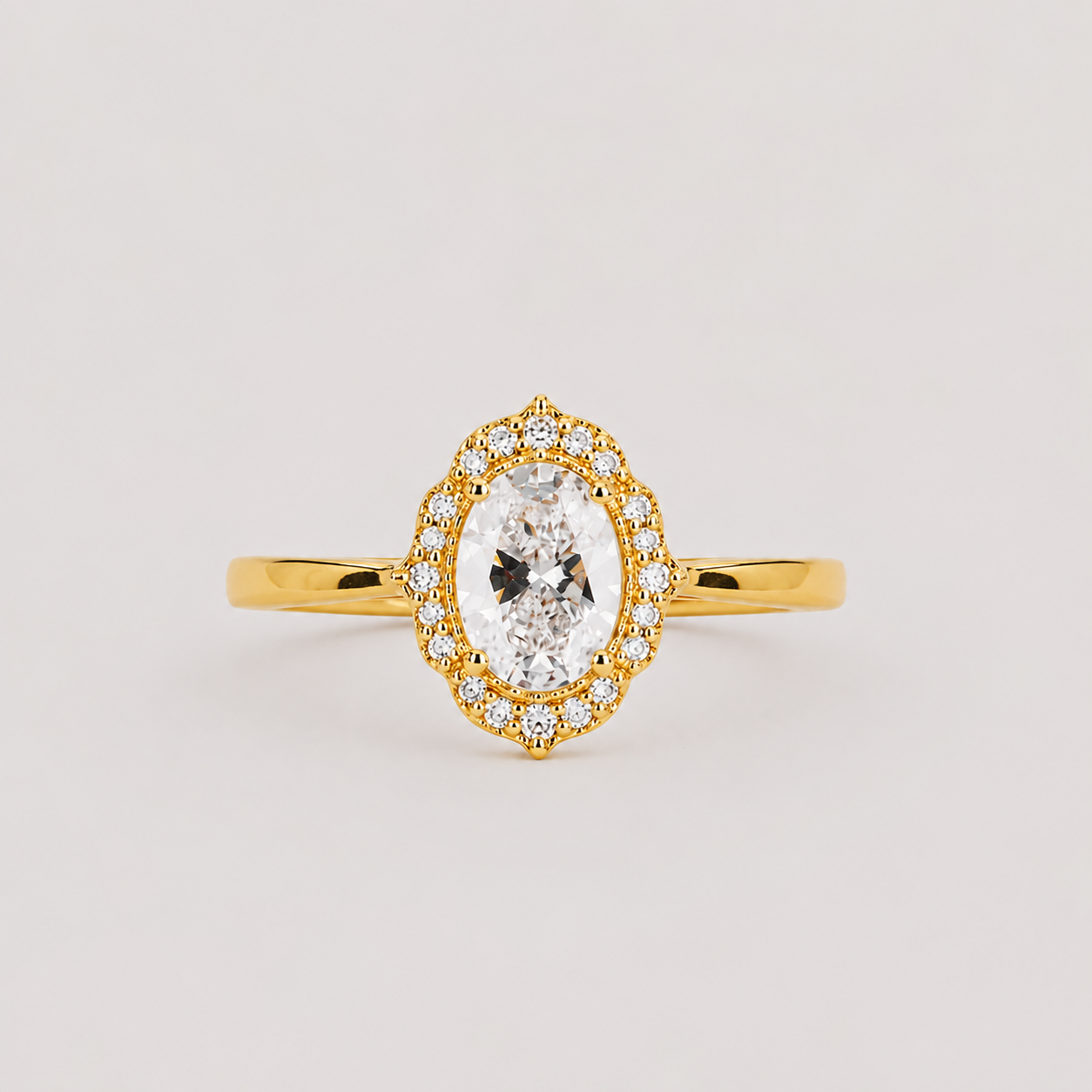 1.40 Ct. Oval Cut Lab Grown Diamond Halo Ring (VS-EF)