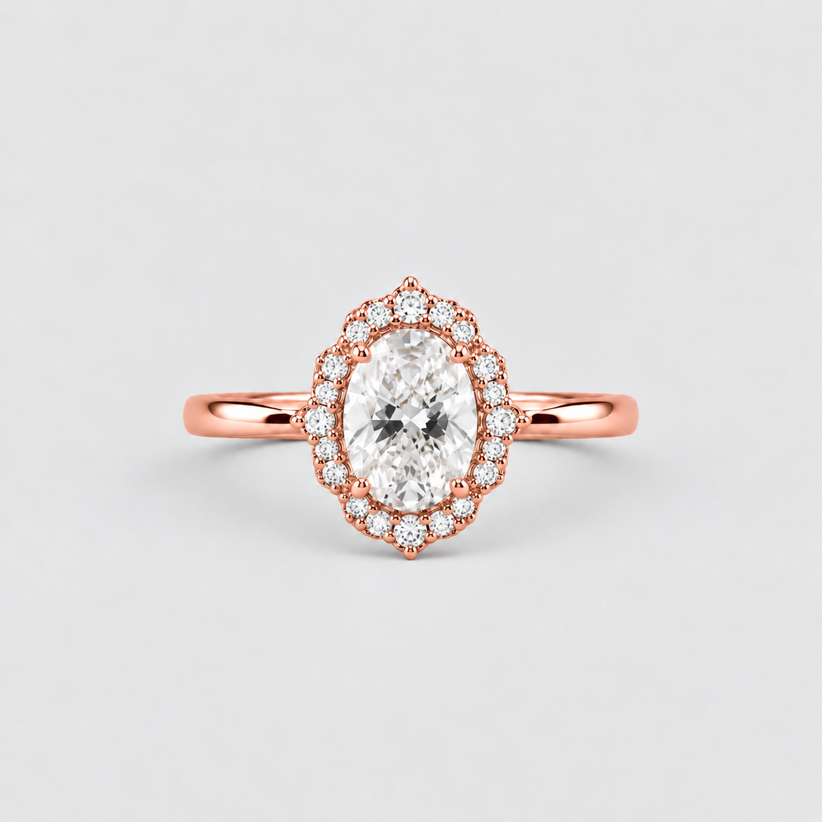 1.40 Ct. Oval Cut Lab Grown Diamond Halo Ring (VS-EF)