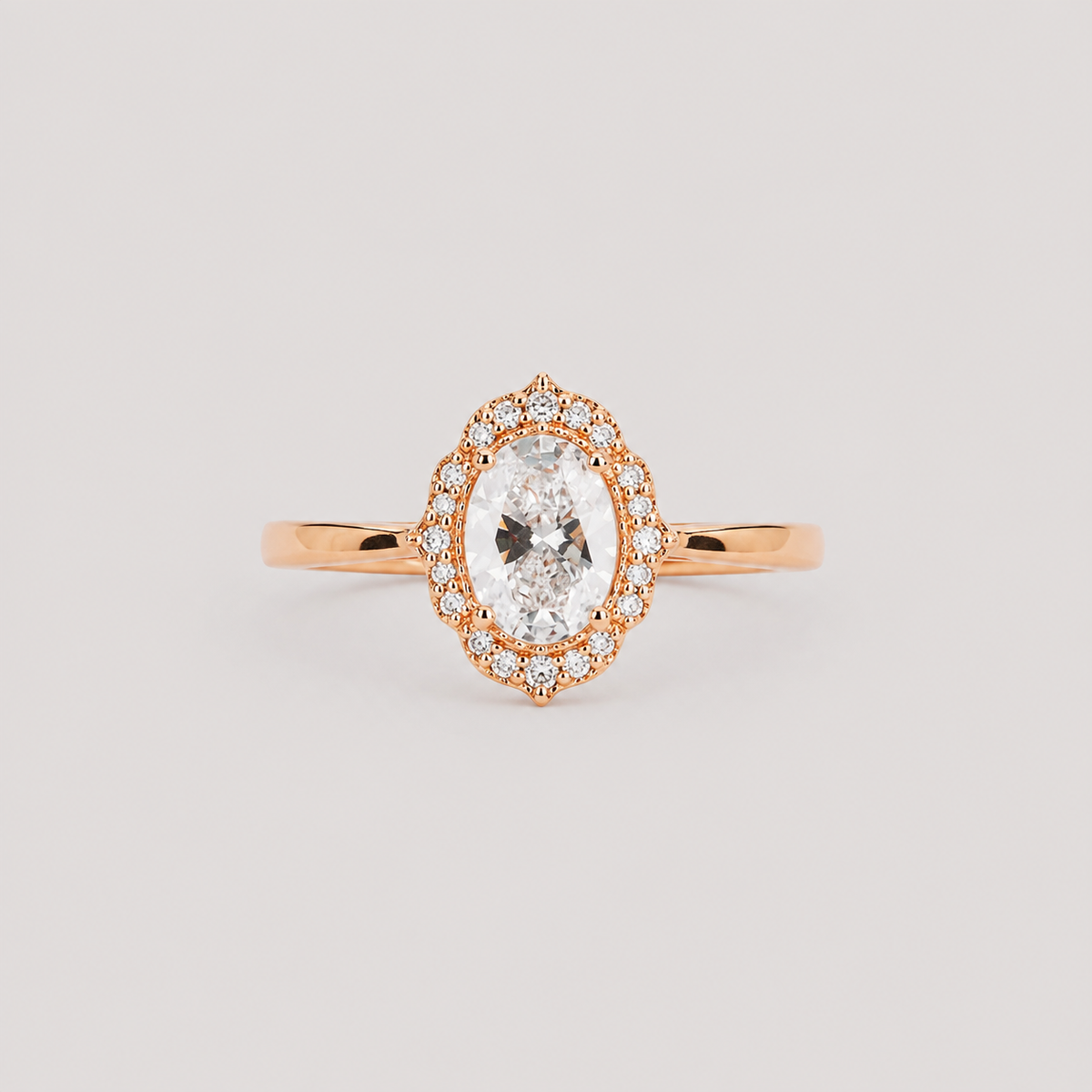 1.40 Ct. Oval Cut Lab Grown Diamond Halo Ring (VS-EF)