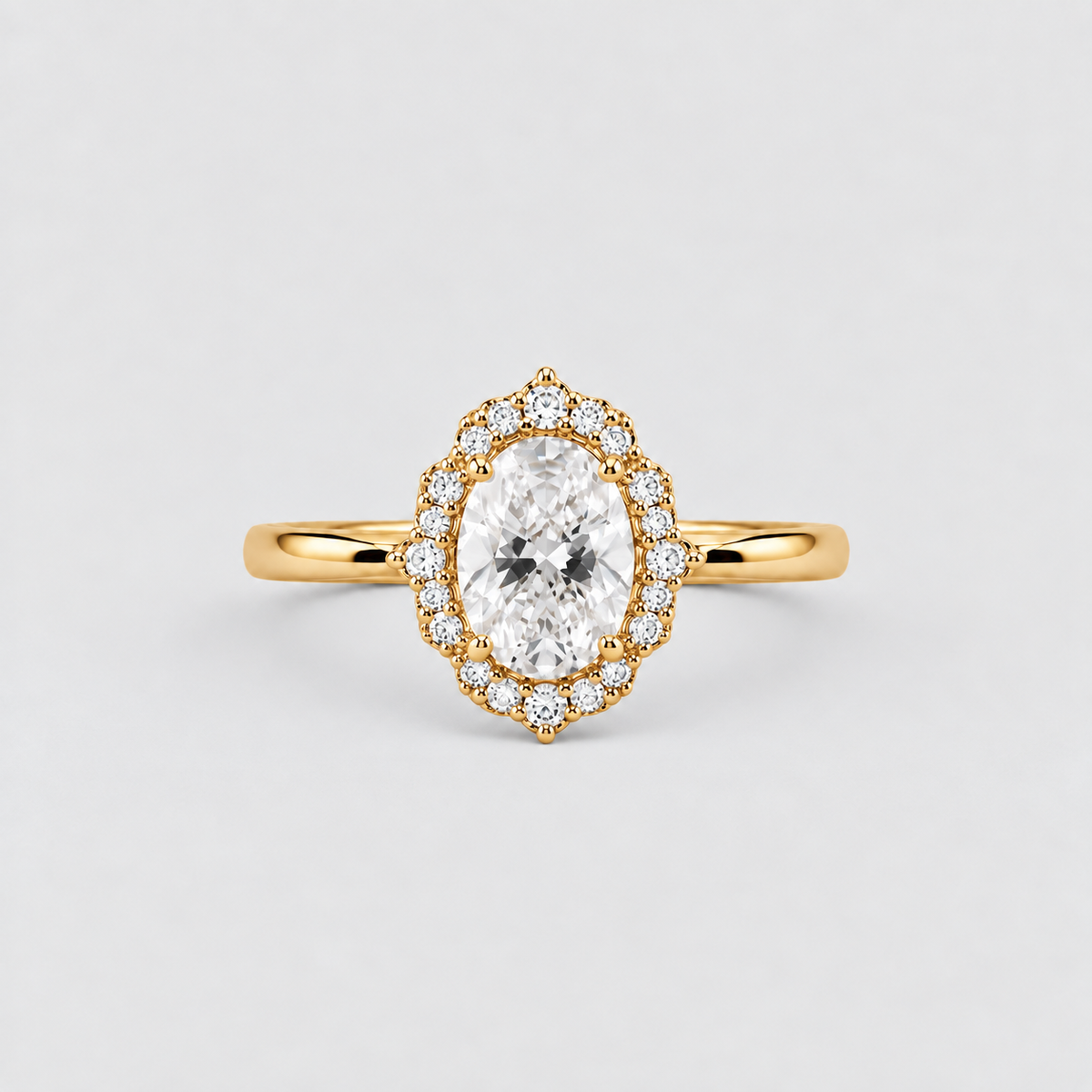 1.40 Ct. Oval Cut Lab Grown Diamond Halo Ring (VS-EF)
