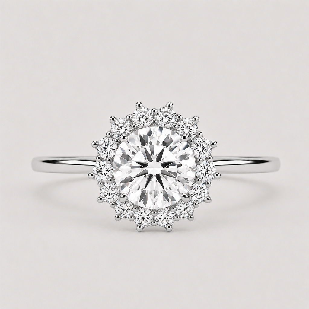 1.50 Ct. Lab Grown Diamond Round Cut Halo Ring (VS-EF)