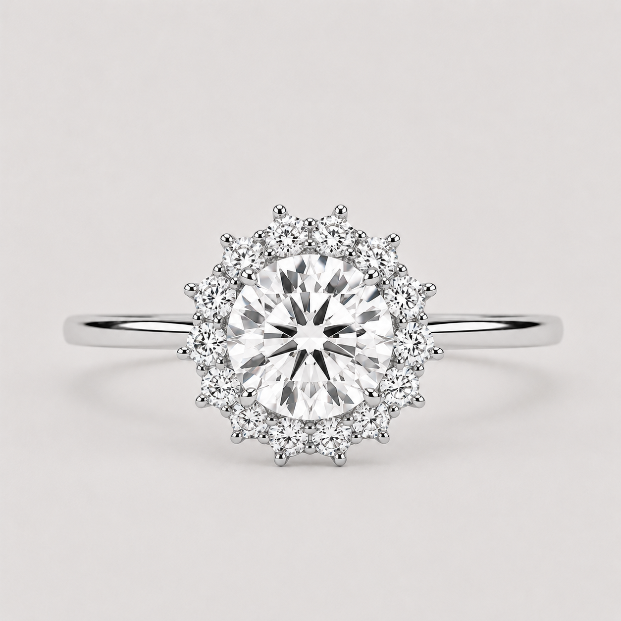 1.50 Ct. Lab Grown Diamond Round Cut Halo Ring (VS-EF)