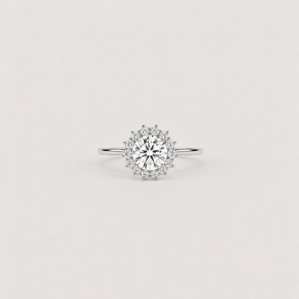 1.50 Ct. Lab Grown Diamond Round Cut Halo Ring (VS-EF)