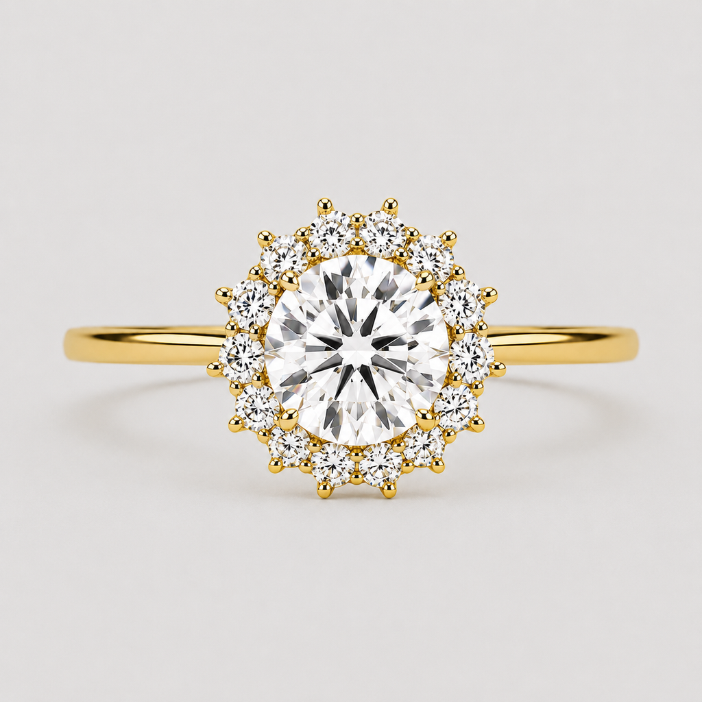 1.50 Ct. Lab Grown Diamond Round Cut Halo Ring (VS-EF)