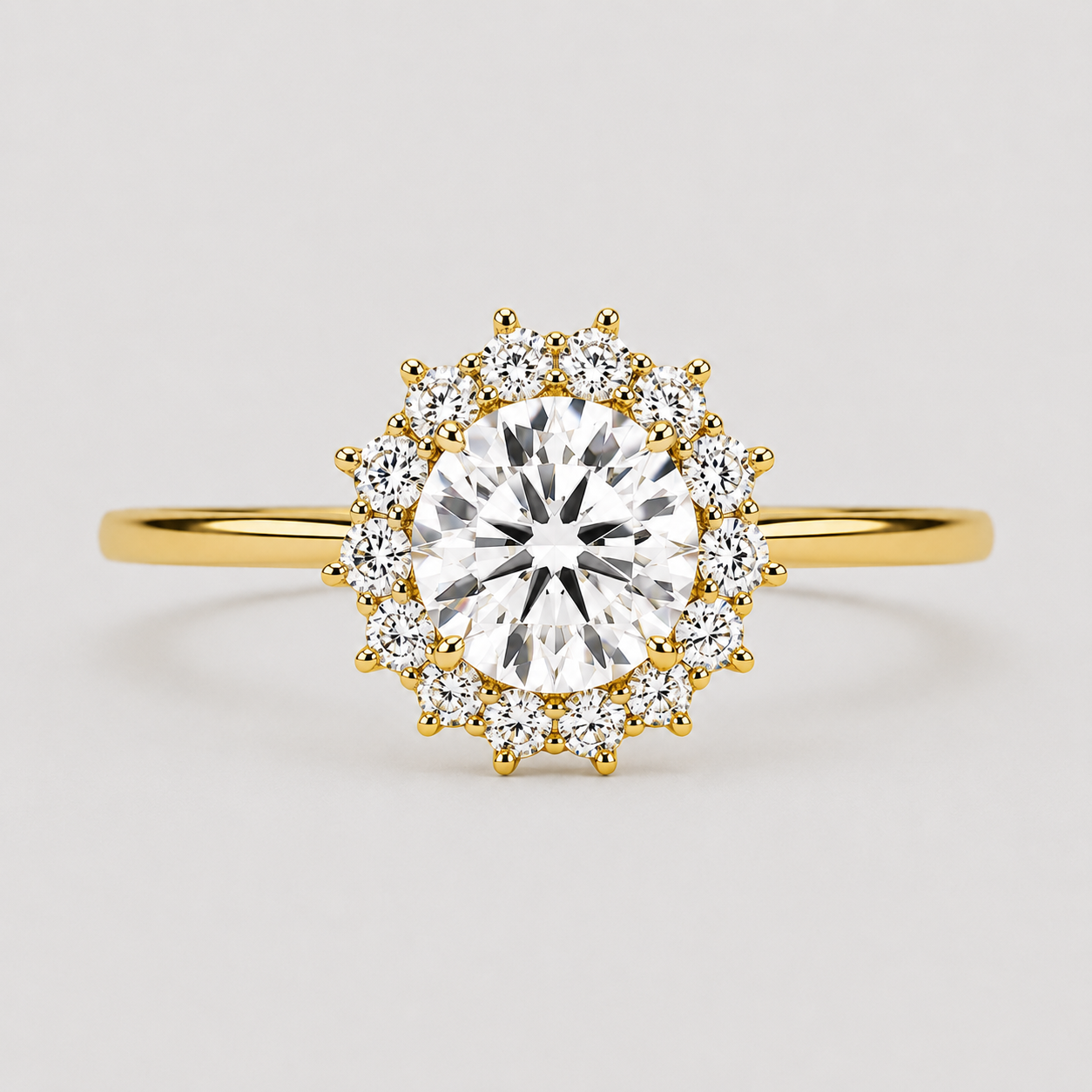 1.50 Ct. Lab Grown Diamond Round Cut Halo Ring (VS-EF)