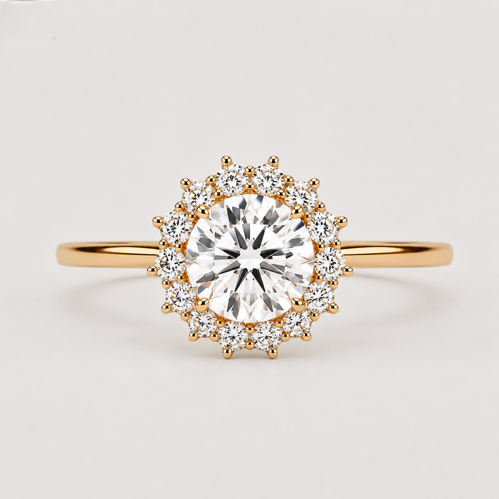 1.50 Ct. Lab Grown Diamond Round Cut Halo Ring (VS-EF)