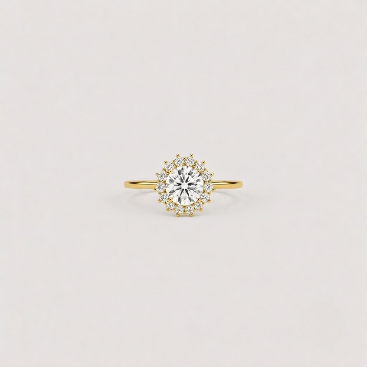 1.50 Ct. Lab Grown Diamond Round Cut Halo Ring (VS-EF)