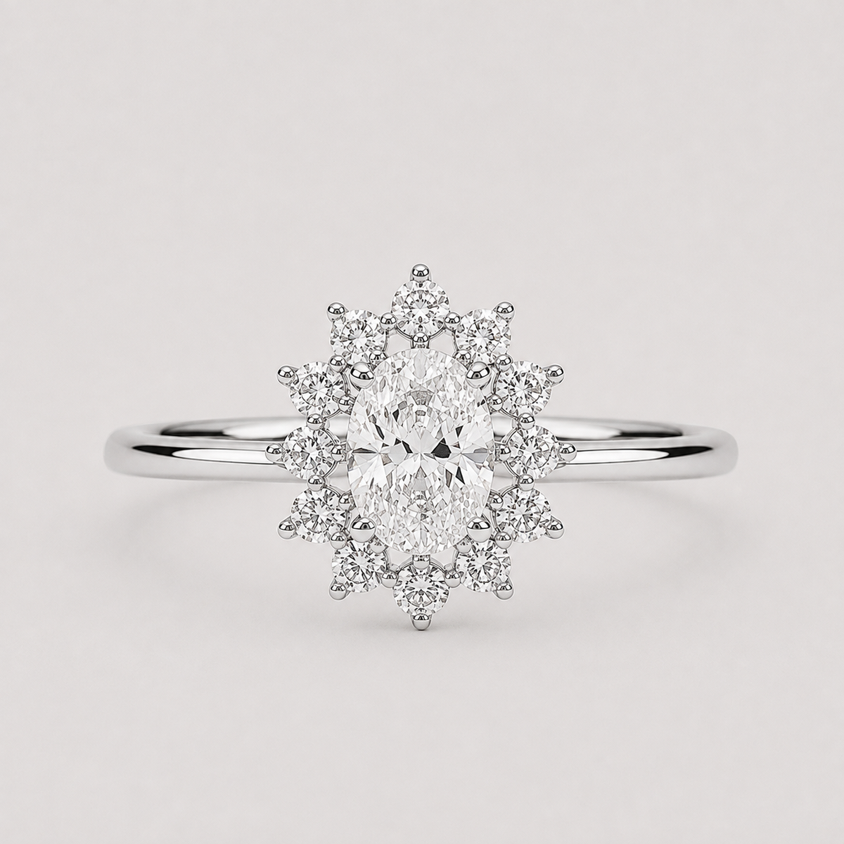 Lab Grown Diamond Oval Cut Halo Ring 0.80 Ct. (VS-EF)