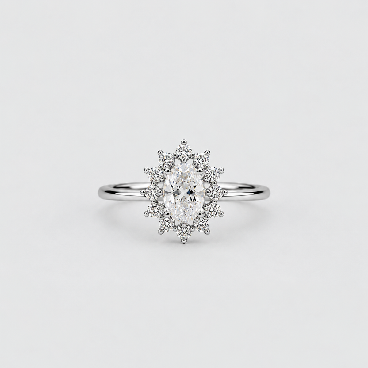 1.05 Ct. Lab Grown Diamond Oval Cut Halo Ring (VS-EF)