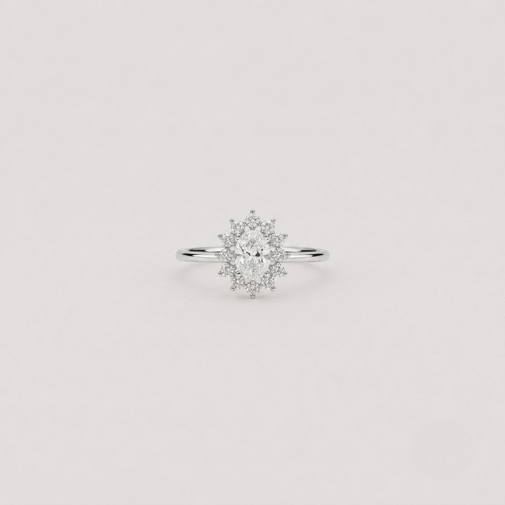 1.05 Ct. Lab Grown Diamond Oval Cut Halo Ring (VS-EF)