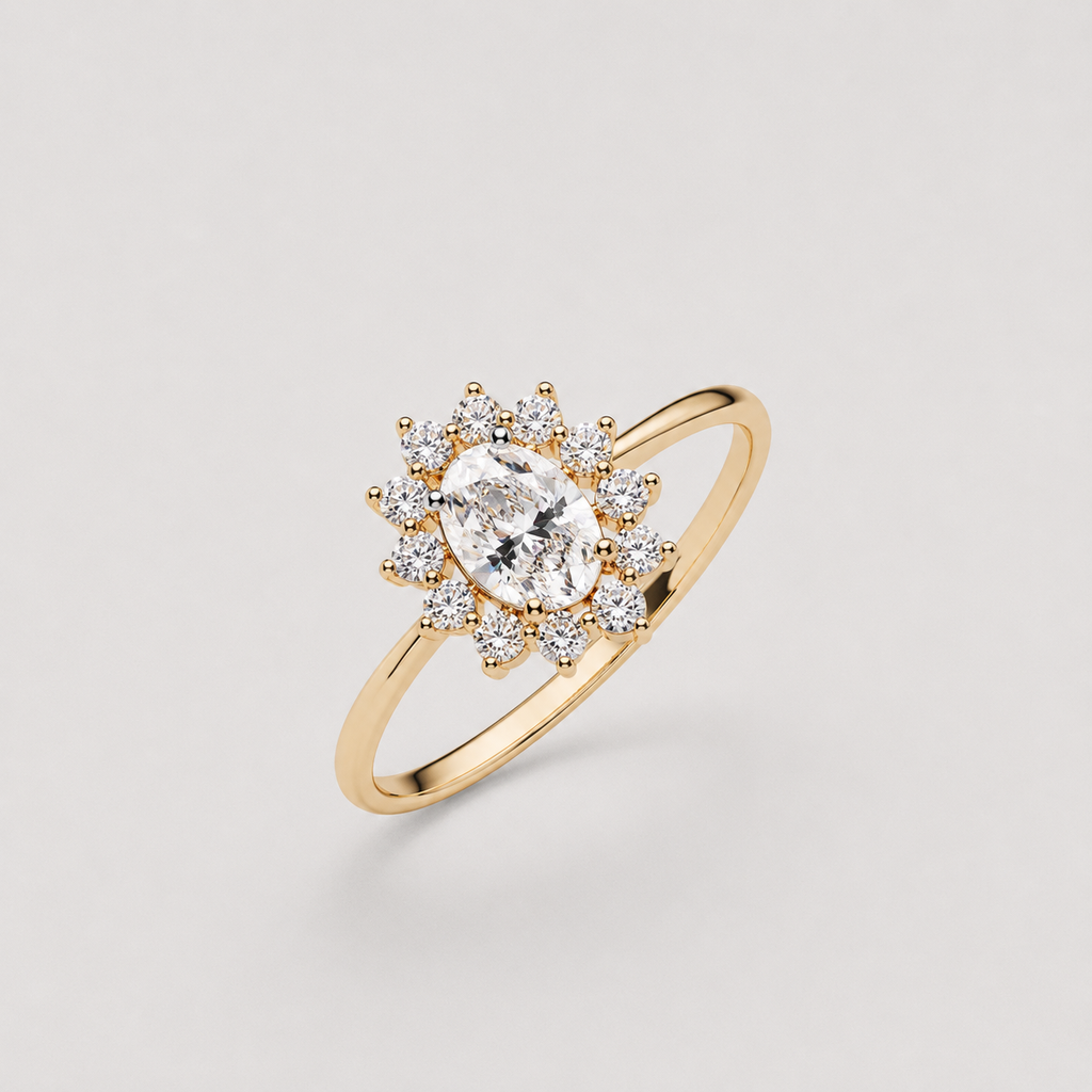 Lab Grown Diamond Oval Cut Halo Ring 0.80 Ct. (VS-EF)