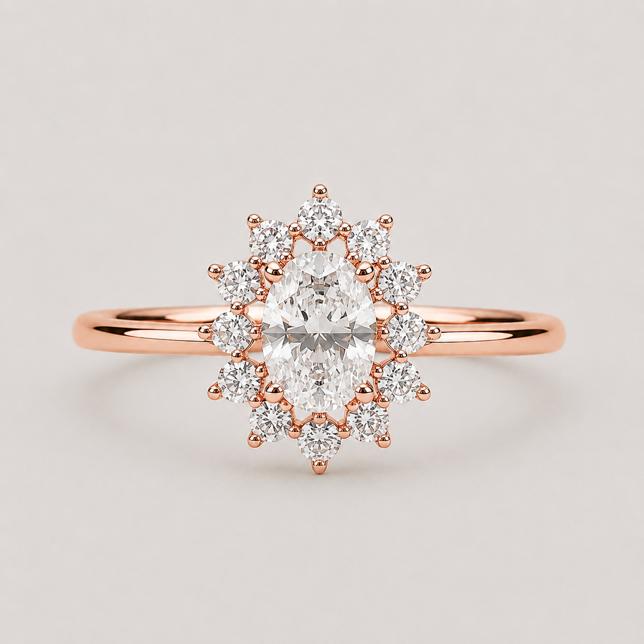 Lab Grown Diamond Oval Cut Halo Ring 0.80 Ct. (VS-EF)
