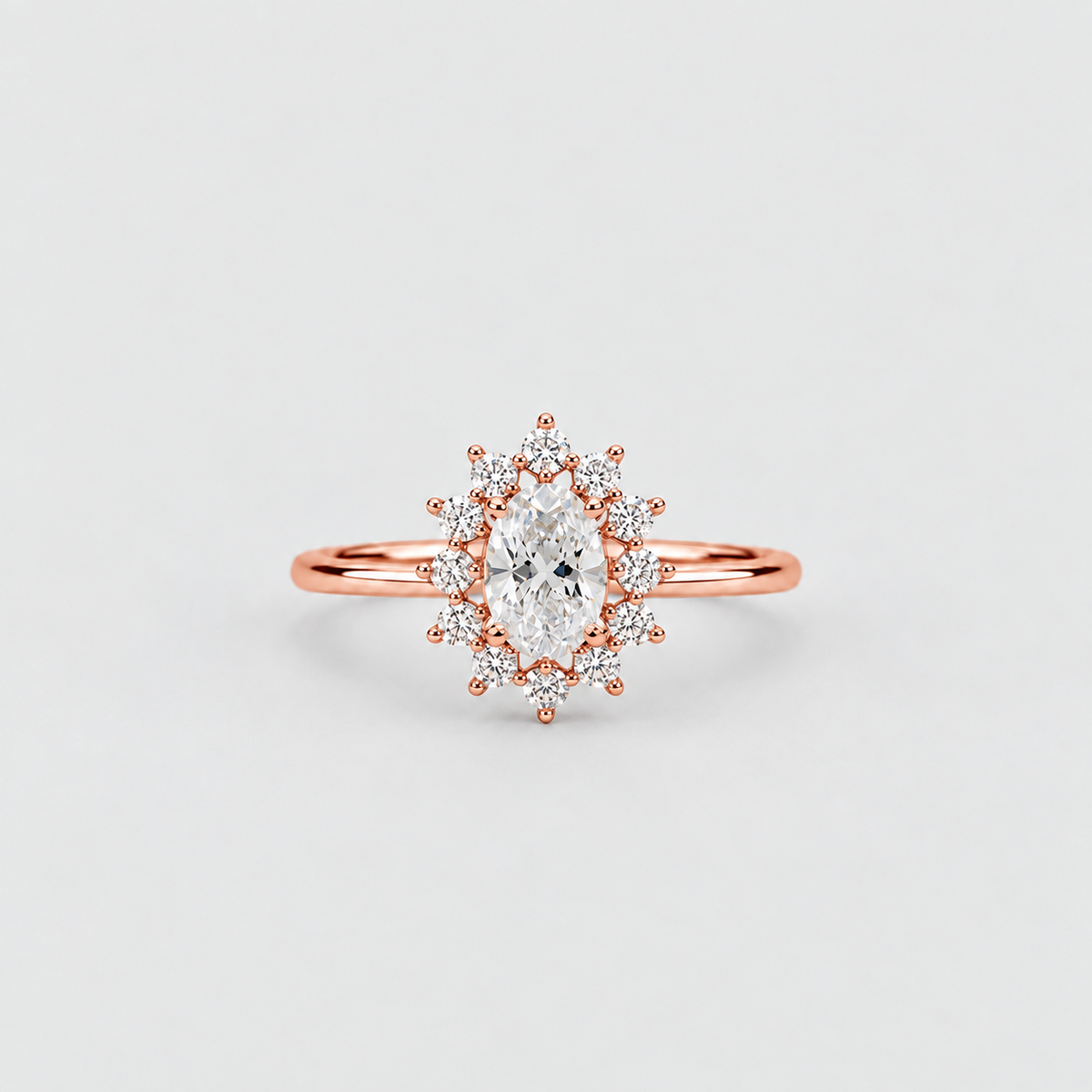 1.05 Ct. Lab Grown Diamond Oval Cut Halo Ring (VS-EF)