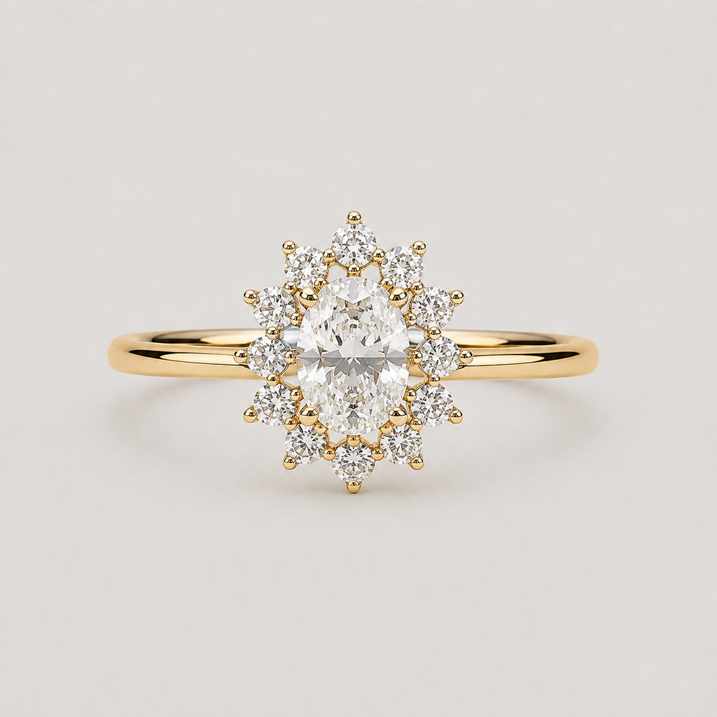 Lab Grown Diamond Oval Cut Halo Ring 0.80 Ct. (VS-EF)