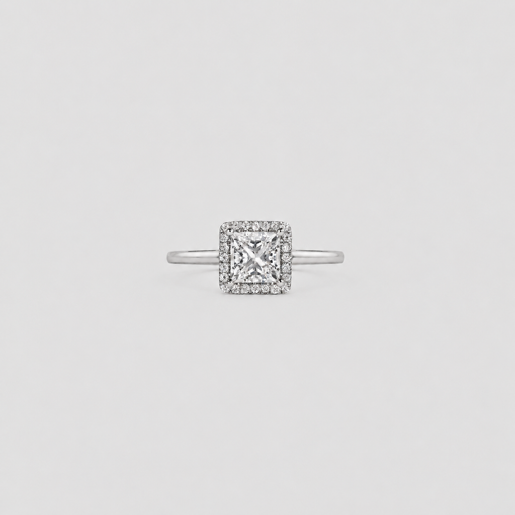 1.5 Ct. Lab Grown Diamond Princess Cut Halo Ring (VS-EF)
