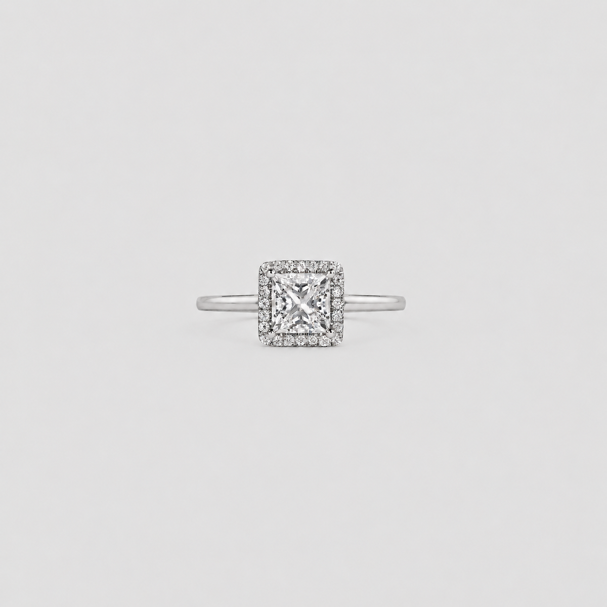 1.5 Ct. Lab Grown Diamond Princess Cut Halo Ring (VS-EF)