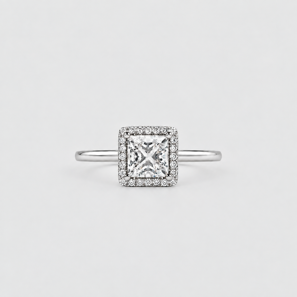 1.5 Ct. Lab Grown Diamond Princess Cut Halo Ring (VS-EF)