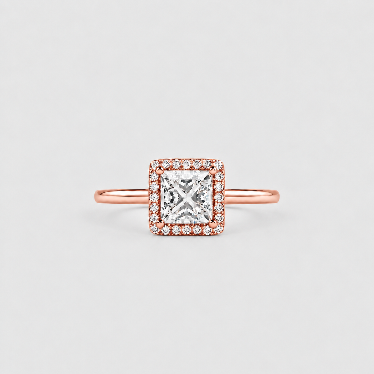 1.5 Ct. Lab Grown Diamond Princess Cut Halo Ring (VS-EF)