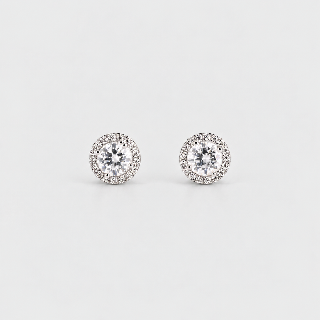 2 Ct. Lab Grown Diamond Round Cut Halo Earrings (VS-EF)
