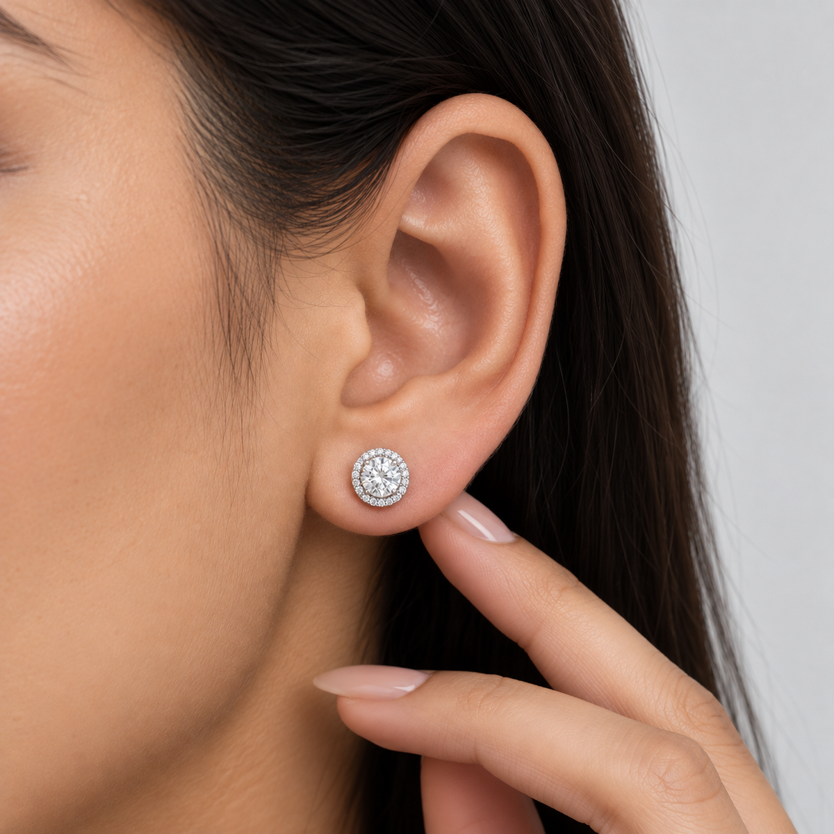 2 Ct. Lab Grown Diamond Round Cut Halo Earrings (VS-EF)