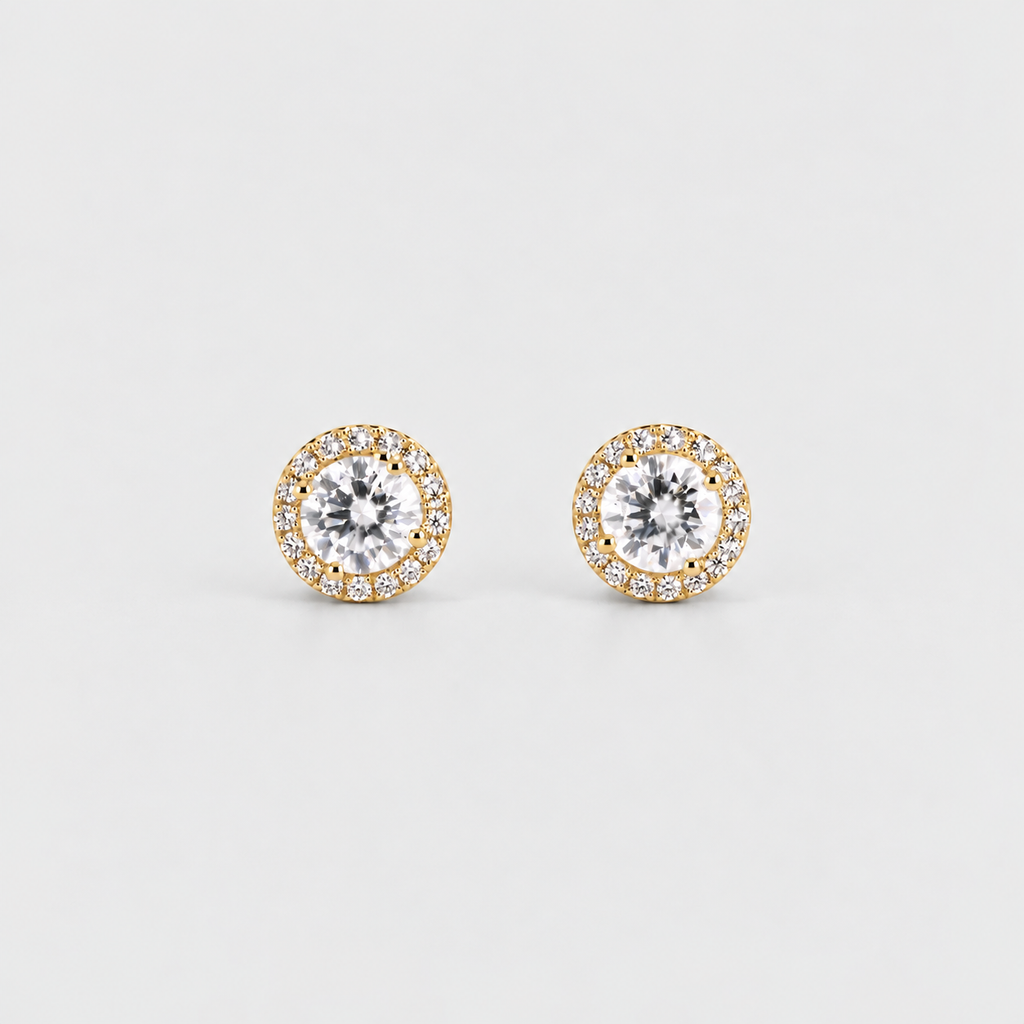 2 Ct. Lab Grown Diamond Round Cut Halo Earrings (VS-EF)
