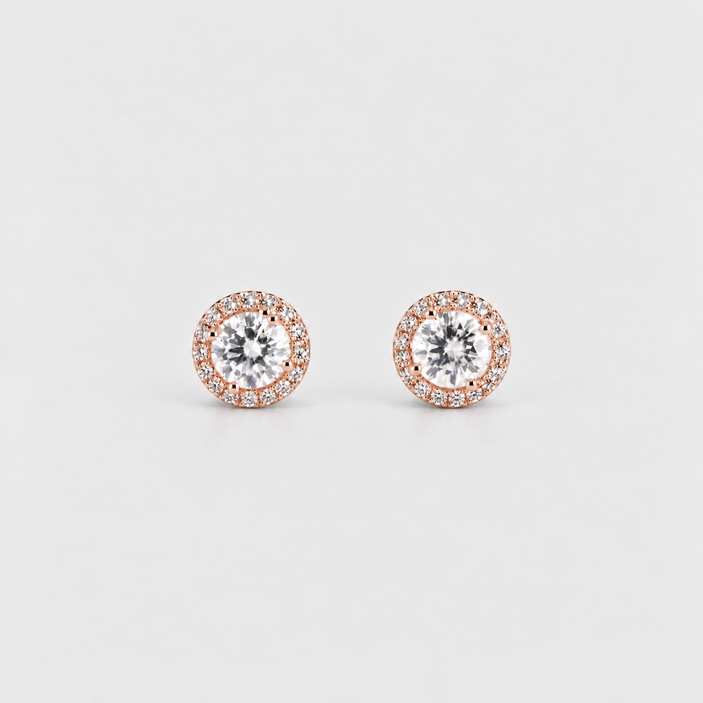 2 Ct. Lab Grown Diamond Round Cut Halo Earrings (VS-EF)