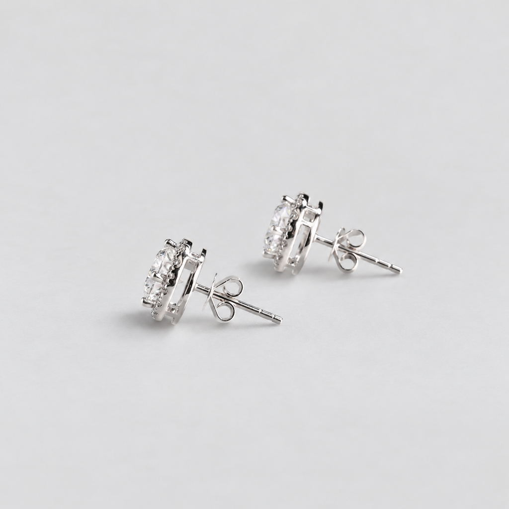 2 Ct. Lab Grown Diamond Round Cut Halo Earrings (VS-EF)