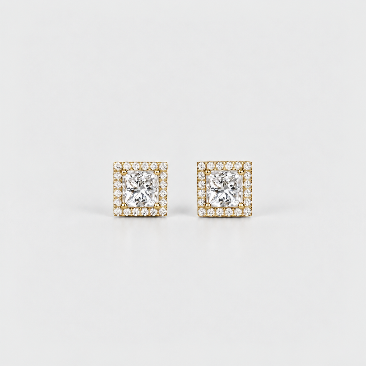 3.50 Ct. Lab Grown Diamond Princess Cut Halo Earrings (VS-EF)