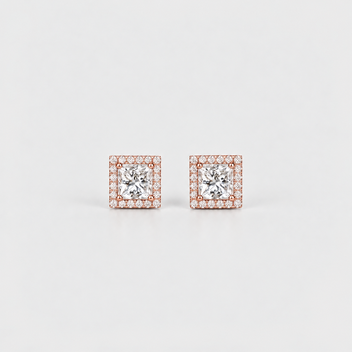 3.50 Ct. Lab Grown Diamond Princess Cut Halo Earrings (VS-EF)