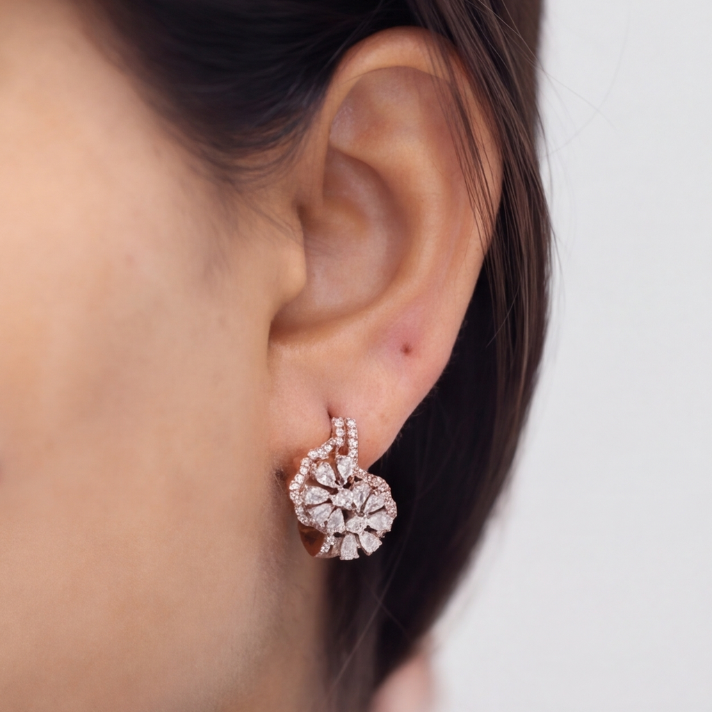 1 Ct. Multi Cut Lab Grown Diamond Cluster Earrings (VS-EF)