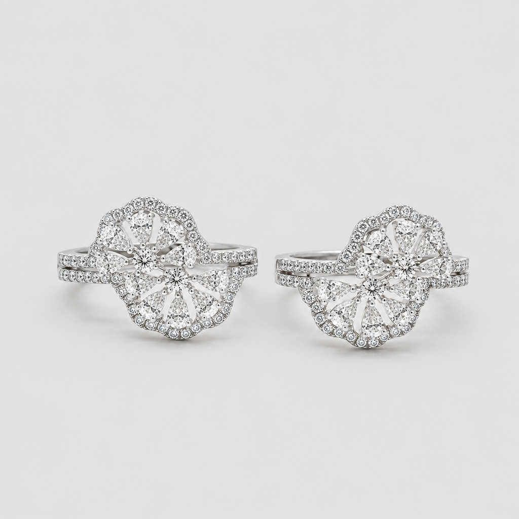 1 Ct. Multi Cut Lab Grown Diamond Cluster Earrings (VS-EF)