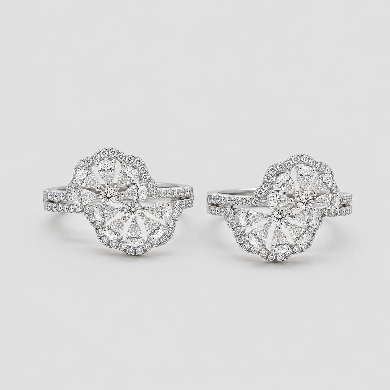 1 Ct. Multi Cut Lab Grown Diamond Cluster Earrings (VS-EF)