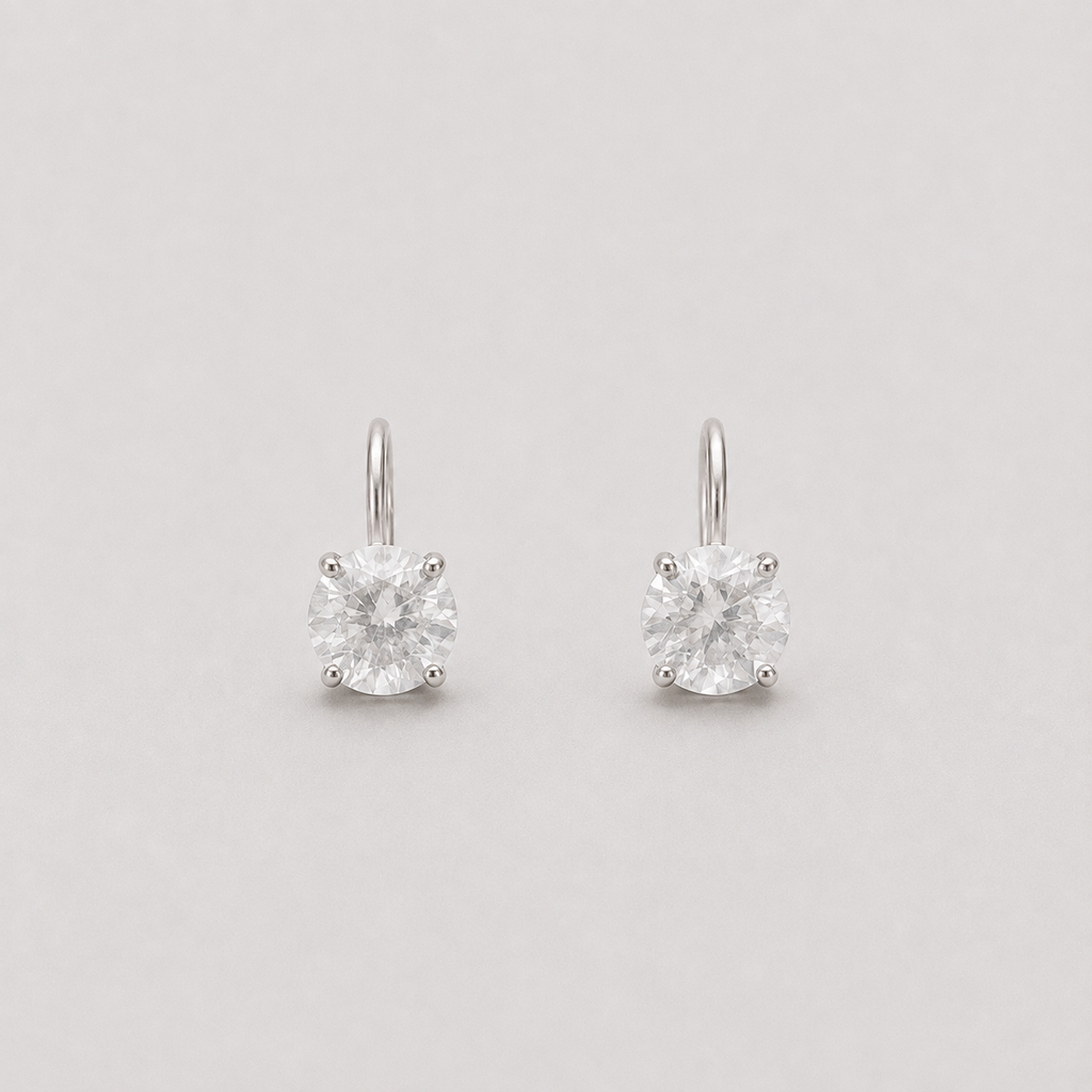 3 Ct. Round Cut Lab Grown Diamond Dangle Earrings (VS-EF)