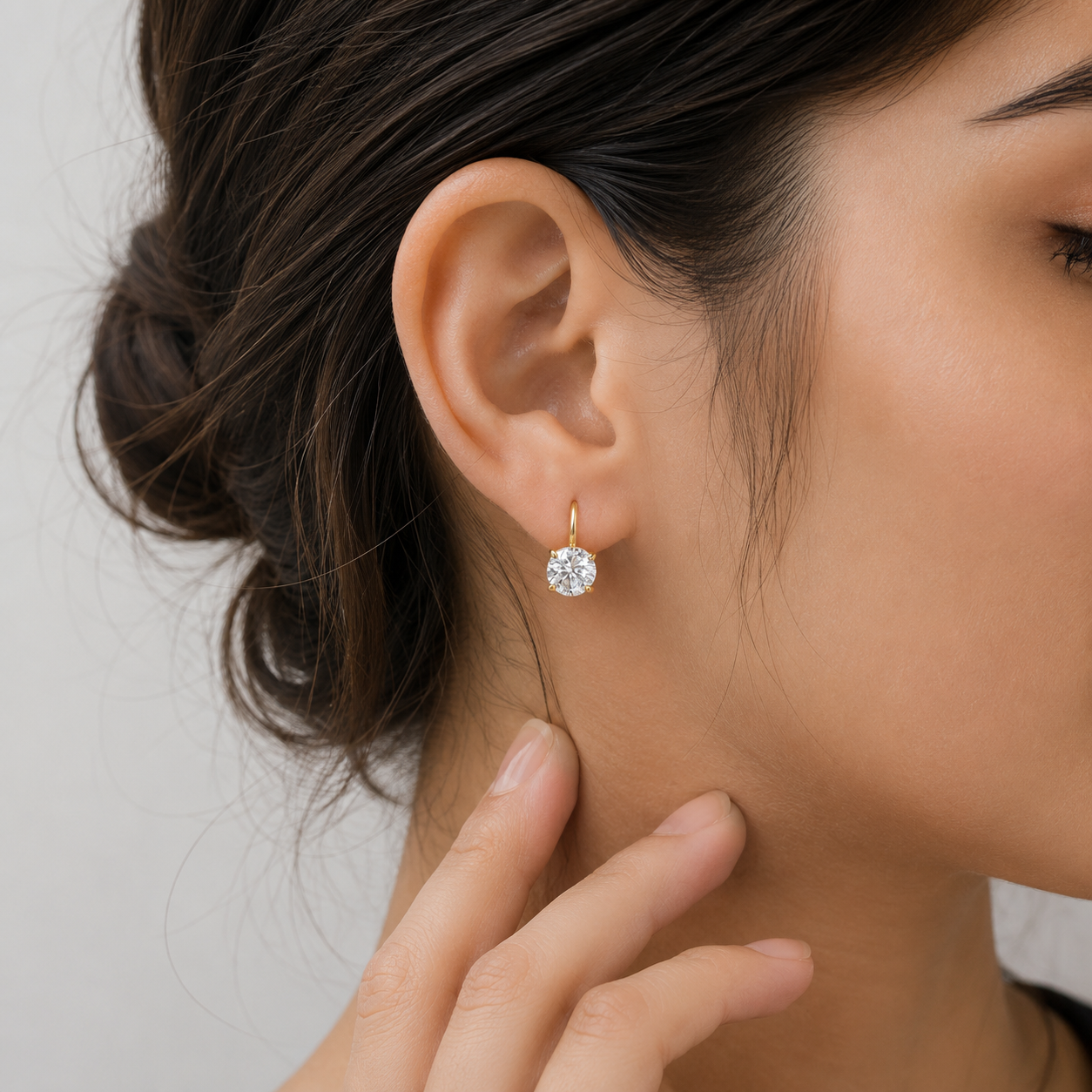 3 Ct. Round Cut Lab Grown Diamond Dangle Earrings (VS-EF)