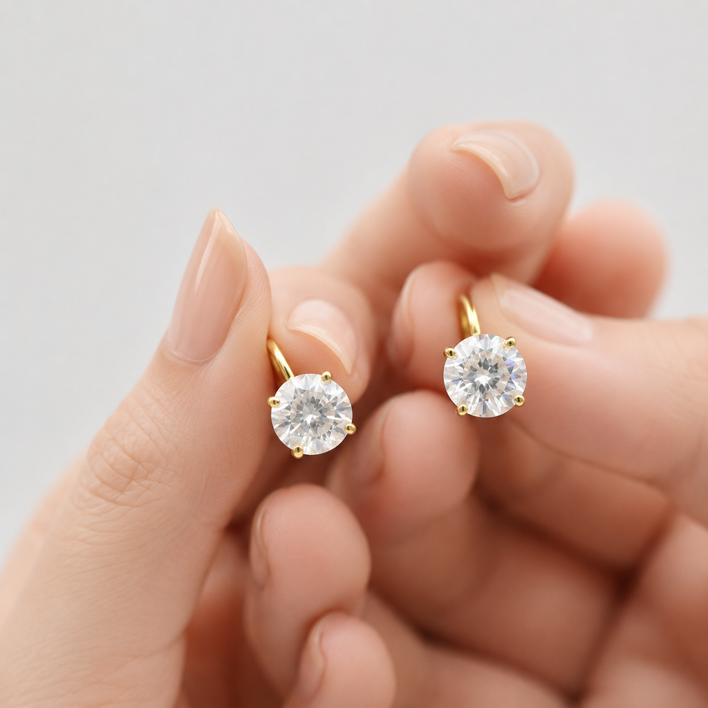 3 Ct. Round Cut Lab Grown Diamond Dangle Earrings (VS-EF)