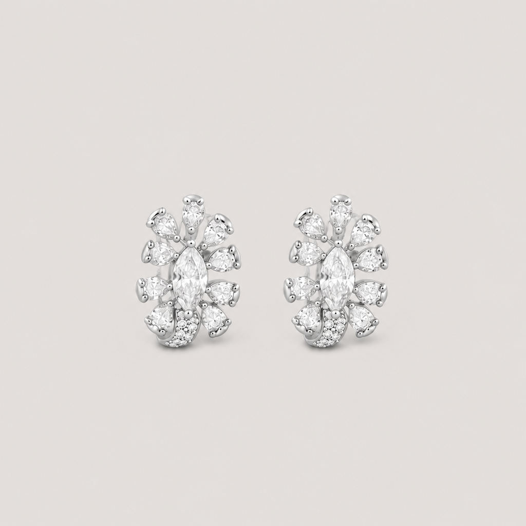 1 Ct. Lab Grown Diamond Multi Cut Cluster Earrings (VS-EF)