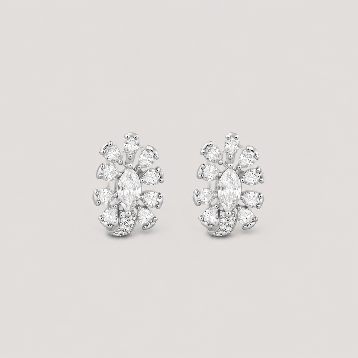 1 Ct. Lab Grown Diamond Multi Cut Cluster Earrings (VS-EF)