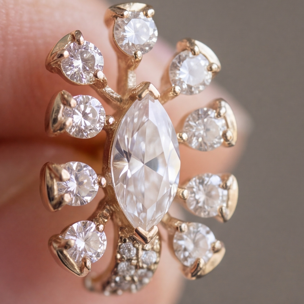 1 Ct. Lab Grown Diamond Multi Cut Cluster Earrings (VS-EF)