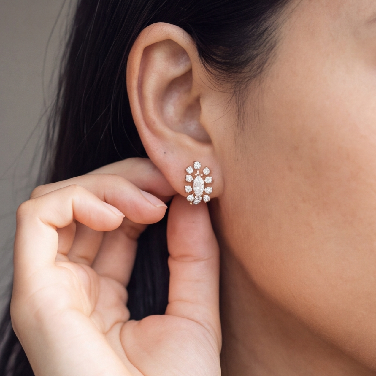 1 Ct. Lab Grown Diamond Multi Cut Cluster Earrings (VS-EF)